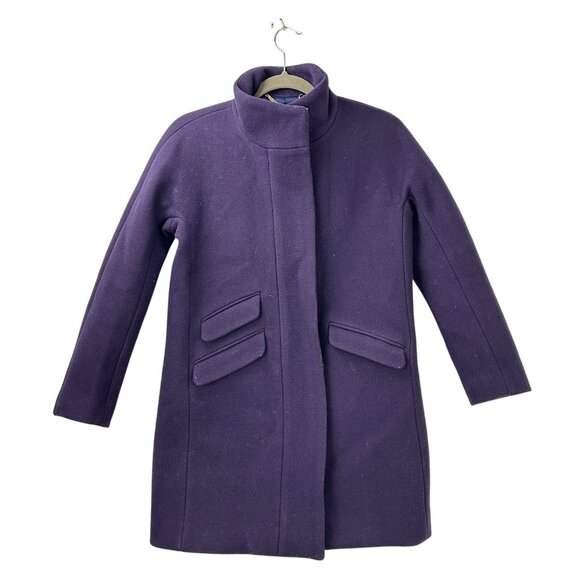 J. Crew Womens 2P Cocoon Coat Italian Stadium Cloth Nello Gori Purple Wool Blend - Picture 6 of 15